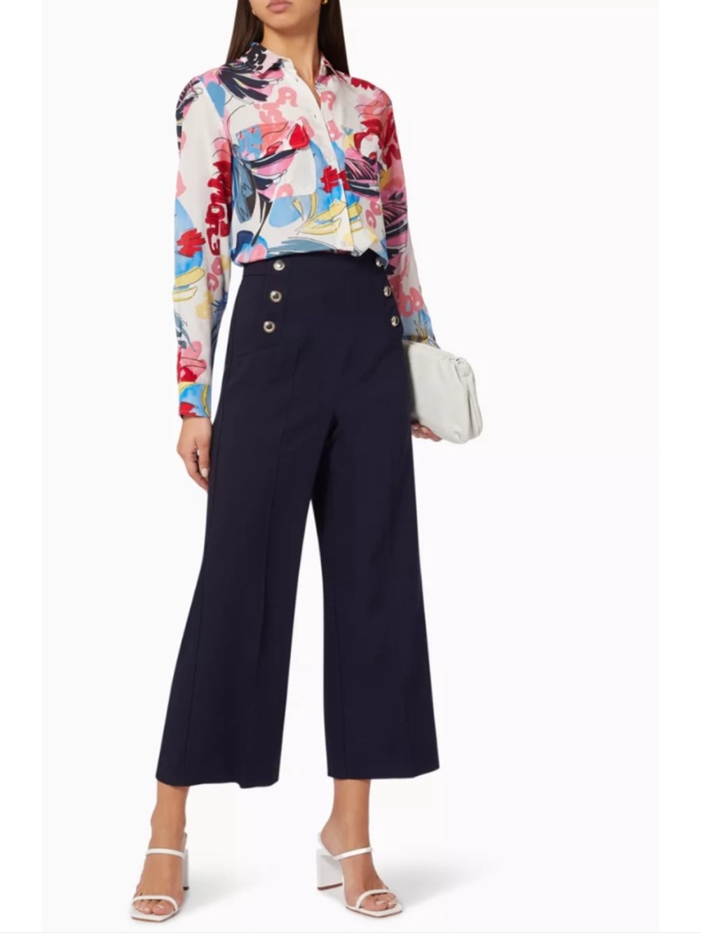MARELLA 🔥 Pure Silk Abstract Floral Button-Up Blouse in Multi-Color (RARE Find) - Picture 2 of 5